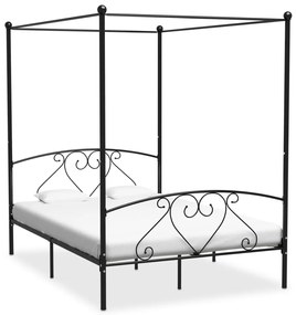 Estrutura de cama com dossel metal 140x200 cm preto