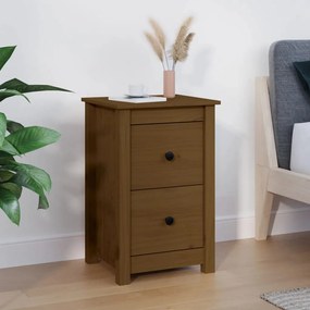 vidaXL Mesa de cabeceira 40x35x61,5 cm pinho maciço castanho mel