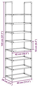 Sapateira 8 camadas 44x28x145 cm tecido não tecido preto