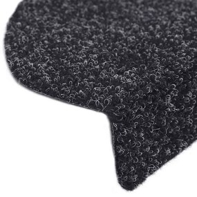 Tapetes de escada adesivos 20 pcs 56x17x3 cm preto