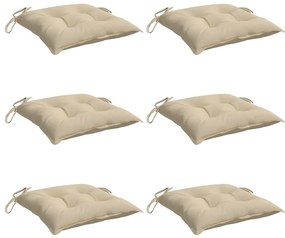 Almofadões de cadeira 6 pcs 40x40x7 cm tecido oxford bege