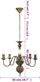 Lustre antigo de 5 lâmpadas E14 preto