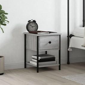 vidaXL Mesa de cabeceira 34x35,5x45 cm derivados madeira cinza sonoma