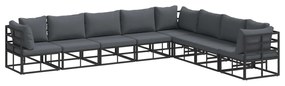 vidaXL Conjunto de Sofá de Jardim com almofada 8 pcs Preto Alumínio