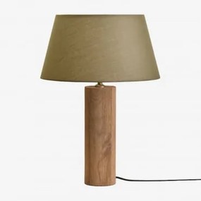 Luminária De Mesa Em Madeira De Manga Carolina Madeira De Manga & Sage Green Ø40 Cm - ↑25 Cm Monaco - Sklum