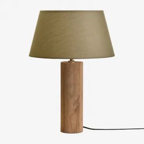 Luminária De Mesa Em Madeira De Manga Carolina Madeira De Manga & Sage Green Ø40 Cm Monaco - Sklum