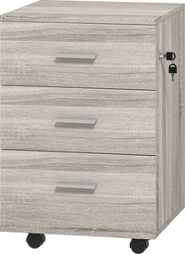 Vinsetto Bloco de Gavetas com 3 Gavetas Bloco de Gavetas de Escritório com Rodas Fechadura 2 Chaves Arquivado 40x40x61,5 cm Cinzento | Aosom Portugal