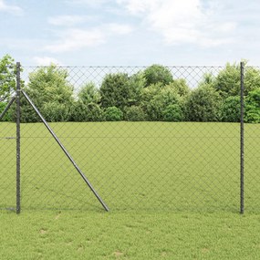Cerca de Cadeia com 7 Postes 1.5x10 m Aço Galvanizado Cinza