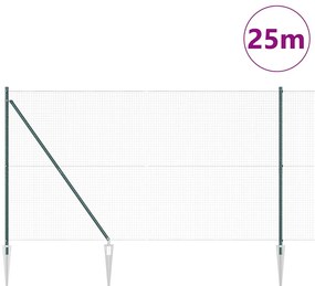 Cerca de Arame Soldado com 13 Postes de Espeto Verde 1.6x25 m Aço