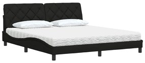 Cama com colchão 180x200 cm tecido preto