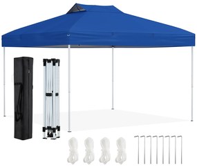 Gazebo dobrável para pátio externo com bloco central, 295 x 295 cm, gazebo pop-up cinza