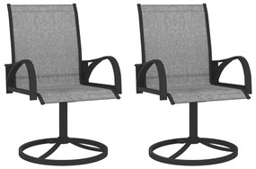 vidaXL Cadeiras de jardim giratórias 2 pcs textilene e aço cinzento