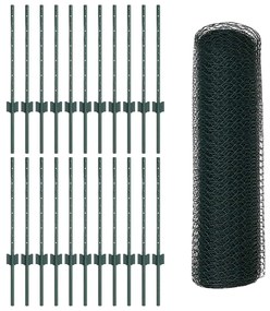 Postes de Cerca vidaXL 11 pcs U-Channel Verde 60 cm Aço