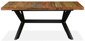 Mesa de jantar madeira reciclada maciça + aço em cruz 180 cm