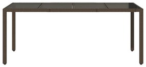 Mesa de jardim com tampo de vidro 190x90x75 cm vime PE castanho
