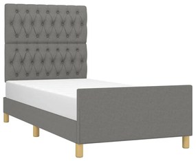 Estrutura de cama sem colchão 90x190 cm tecido cinzento-escuro