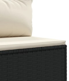 4 pcs conjunto lounge de jardim c/ almofadões vime PE preto