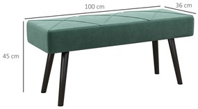 Banco de Pé de Cama Multifuncional e Moderno Banco de Dormitório com Pés de Aço e Assento Acolchoado 100x36x45 cm Verde