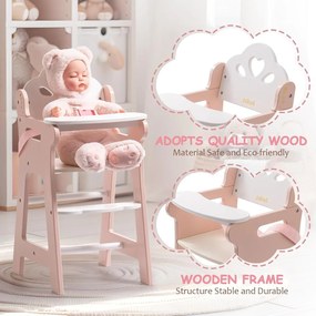 Cadeira alta para boneca (NÃO INCLUIDA) para crianças 50,8 × 27,9 × 24,9 cm Rosa