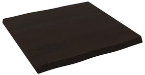 Tampo de mesa com bordas vivas maciço tratado castanho-escuro