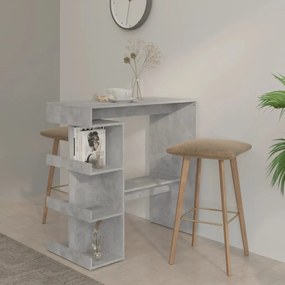 vidaXL Mesa de bar com prateleira derivados de madeira cinza cimento