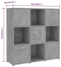 Estante 90x30x90 cm contraplacado cinzento cimento