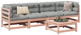 vidaXL 5 pcs conj. sofás jardim c/ almofadões madeira abeto-de-douglas