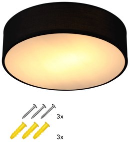 Candeeiro de teto em tecido Ø38cm Preto