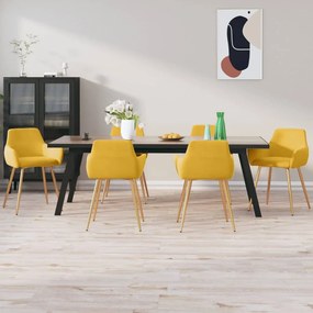 vidaXL Cadeiras de jantar 6 pcs veludo amarelo