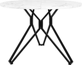 Mesa de jantar redonda para 4 pessoas, tampo em MDF, 100x100x76 cm, Branco+Preto
