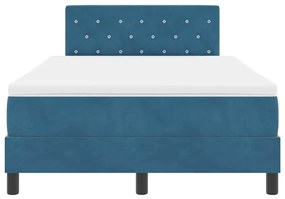 Cama Box Spring com Colchão &amp; LED Azul Escuro 120x190 cm Veludo