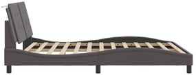 Estrutura de cama c/ luzes LED 160x200cm couro artificial cinza