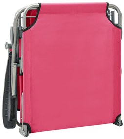 Espreguiçadeira com toldo aço rosa