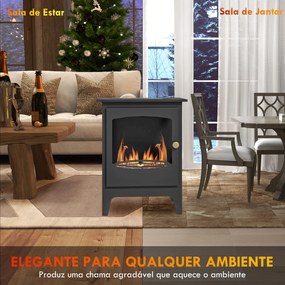 HOMCOM Lareira de Etanol 7000BTU Lareira de Bioetanol de Aço com Apagador de Aço Inoxidável Depósito de 1,2L Tempo de Combustão 3h para Interiores 20-25 m² 39x26x54 cm Preto
