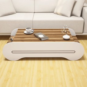 Mesa de Centro "Siena" - Nogueira e Branco - 120x30x63.6 cm - Design M