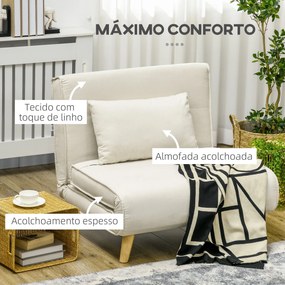 Poltrona 2 em 1 Sofá Cama Individual Dobrável com Encosto Ajustável e