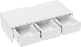 Suporte Elevatório para Monitor de Secretária com 3 Gavetas para PC e Portátil 51x24x13 cm Branco