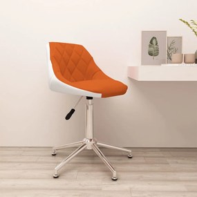 vidaXL Cadeira escritório giratória couro artificial laranja e branco