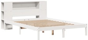 Cama com estante sem colchão 120x190 cm pinho maciço branco