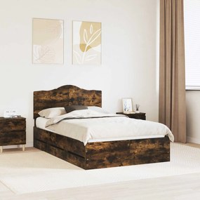 vidaXL Estrutura da Cama com gaveta Carvalho Defumado 135 x 190 cm