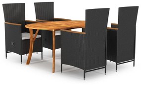 vidaXL 5 pcs conjunto de jantar para jardim preto