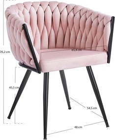 Cadeira Widny Black Veludo - Rosa