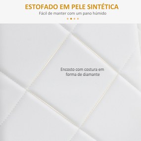 HOMCOM Conjunto de 4 Cadeiras de Sala de Jantar Estofadas em Couro Sintético Cadeiras de Cozinha com Encosto Alto e Pés de Aço Carga Máxima 120kg 41x50x97cm Branco