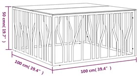 Mesa de centro 100x100x50 cm aço inoxidável e vidro prateado