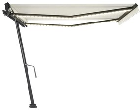 Toldo retrátil manual com LED 450x350 cm cor creme