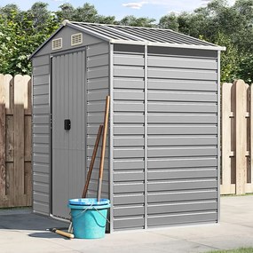 vidaXL Abrigo de jardim 191x130x198 cm aço galvanizado cinzento-claro