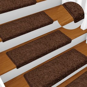 Tapetes de escadas 30 pcs 65x21x4 cm castanho
