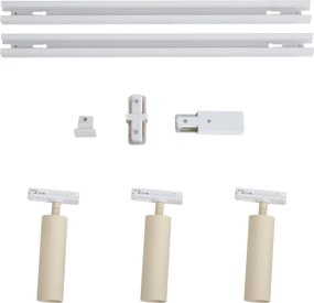 Sistema de iluminação de trilho moderno com 3 focos branco com bege 1-fase GU10 35mm - Iconic Jeana Luxe