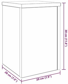 Suportes para Plantas - 2 pcs - Carvalho Preto - 20 x 20 x 30 cm - Mad