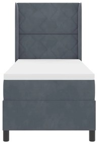 Cama Box com Colchão e LED vidaXL Cinza Escuro 80x200 cm Veludo